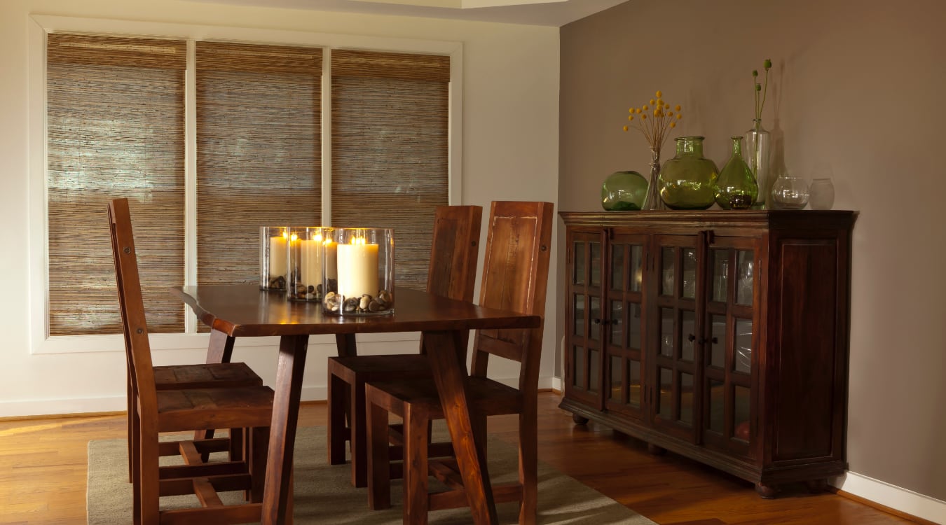 Woven shutters in a Minneapolis dining room.